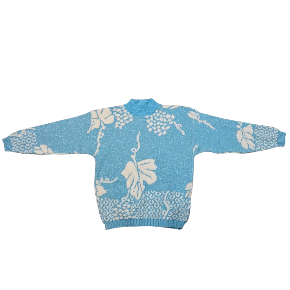 Vintage Turning Point Sweater Light Blue w Silver Metallic